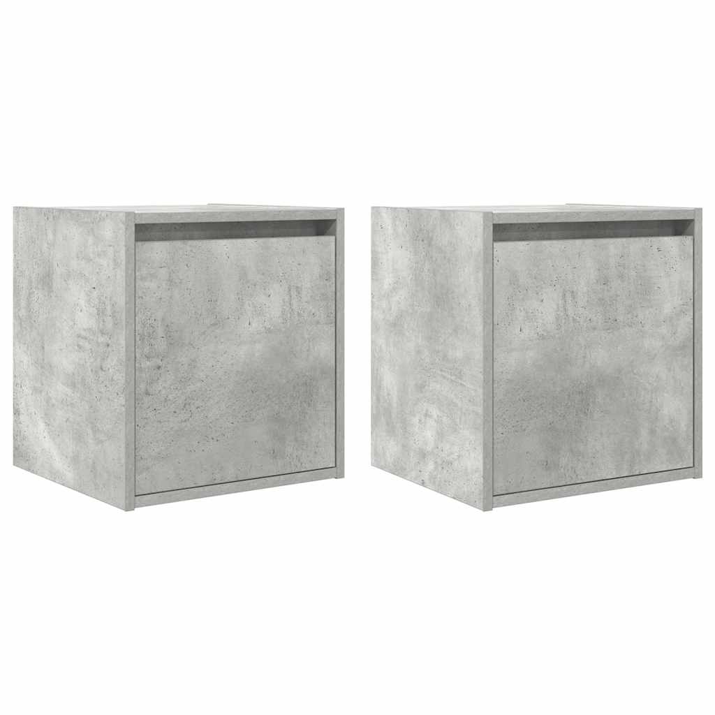 Comodini a Muro 2 pz-Set di 2 Tavolino da notte Grigio Cemento 38x34x40 cm 624822