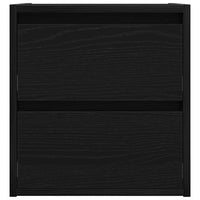 Comodino a Muro-Tavolino da notte sospeso Rovere Nero 38x34x40 cm 713895