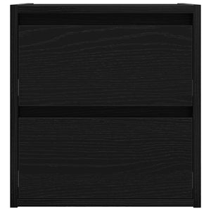 Comodino a Muro-Tavolino da notte sospeso Rovere Nero 38x34x40 cm 713895