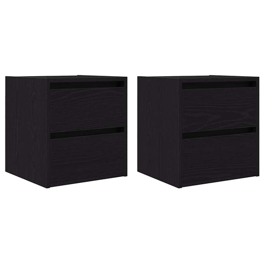 Comodini a Muro 2 pz-Set di 2 Tavolino da notte Rovere Nero 38x34x40 cm