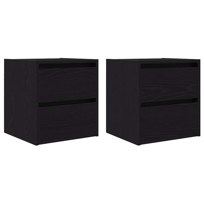 Comodini a Muro 2 pz-Set di 2 Tavolino da notte Rovere Nero 38x34x40 cm