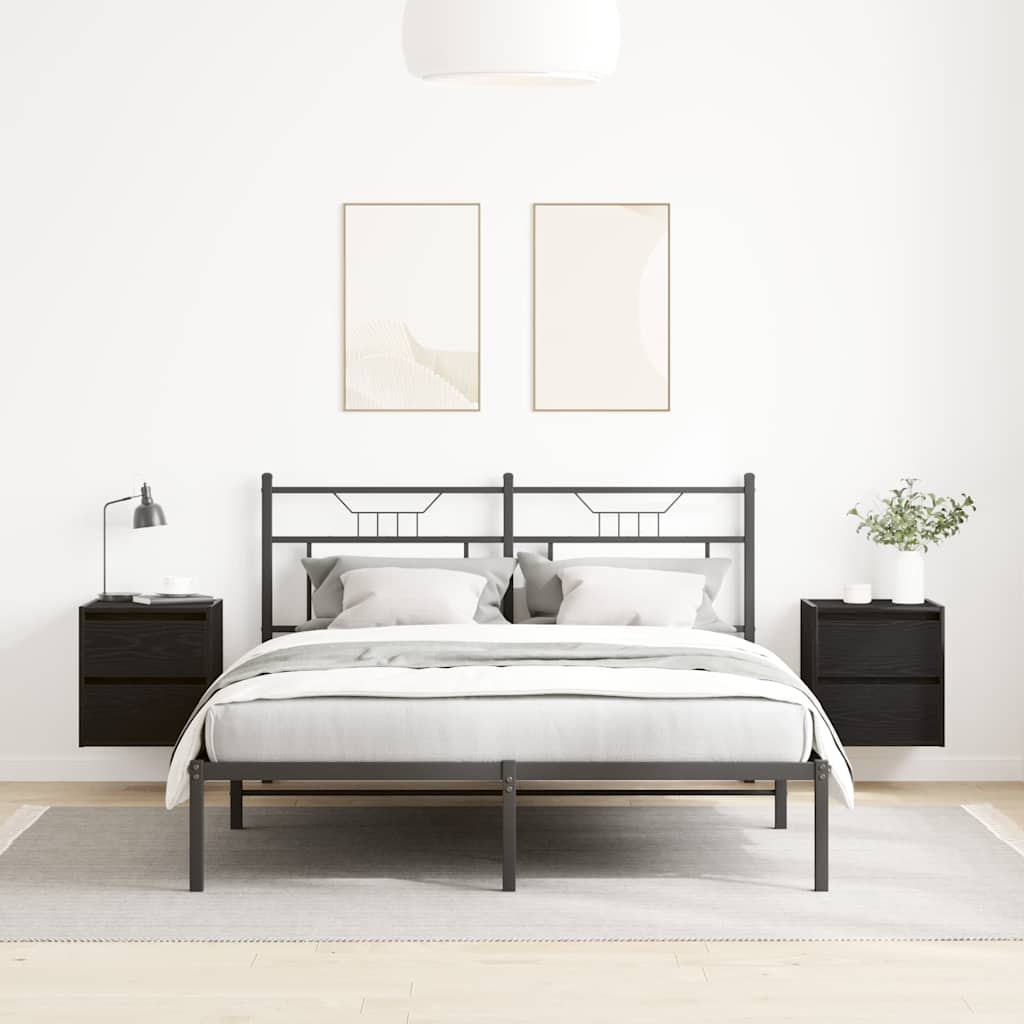 vidaXL Comodini a Muro 2 pz Rovere Nero 38x34x40 cm