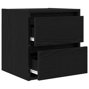 Comodini a Muro 2 pz-Set di 2 Tavolino da notte Rovere Nero 38x34x40 cm