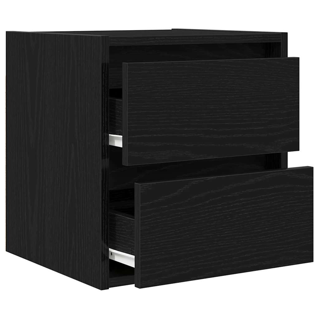 vidaXL Comodini a Muro 2 pz Rovere Nero 38x34x40 cm