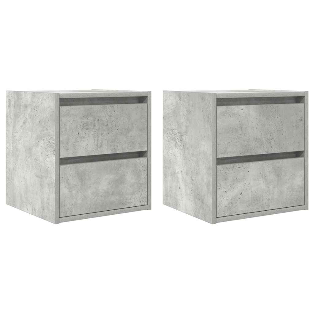 Comodini a Muro 2 pz-Set di 2 Tavolino da notte Grigio Cemento 38x34x40 cm 269475