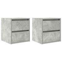 Comodini a Muro 2 pz-Set di 2 Tavolino da notte Grigio Cemento 38x34x40 cm 269475