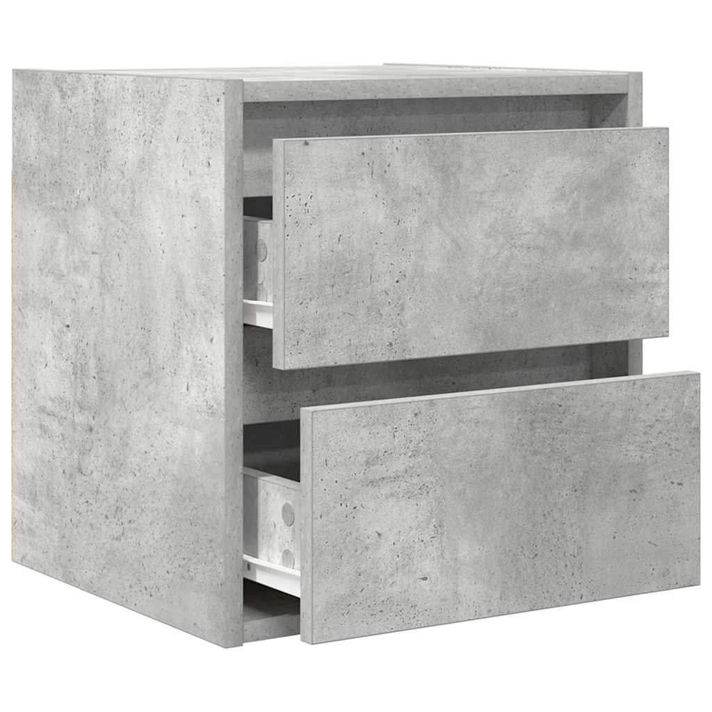 Comodini a Muro 2 pz-Set di 2 Tavolino da notte Grigio Cemento 38x34x40 cm 269475