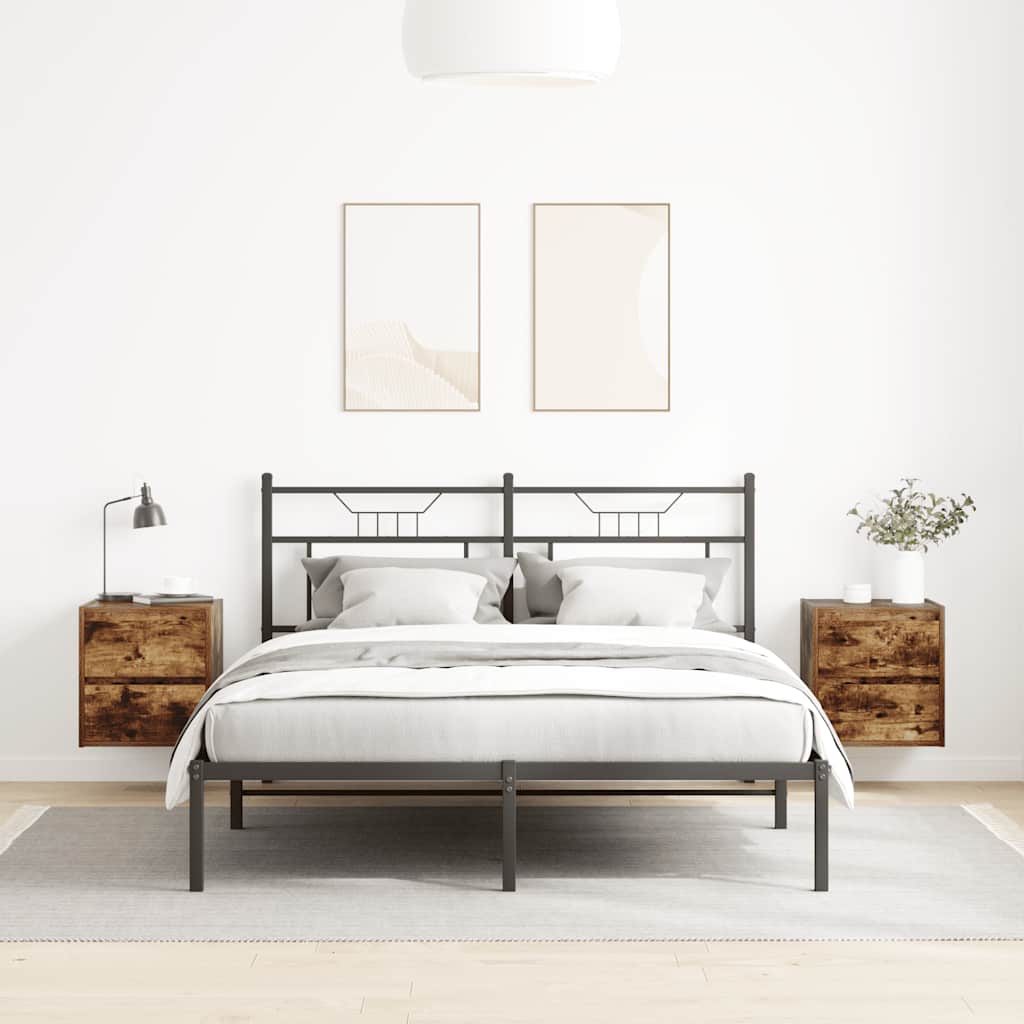 Comodini a Muro 2 pz-Set di 2 Tavolino da notte Rovere Fumo 38x34x40 cm 250838