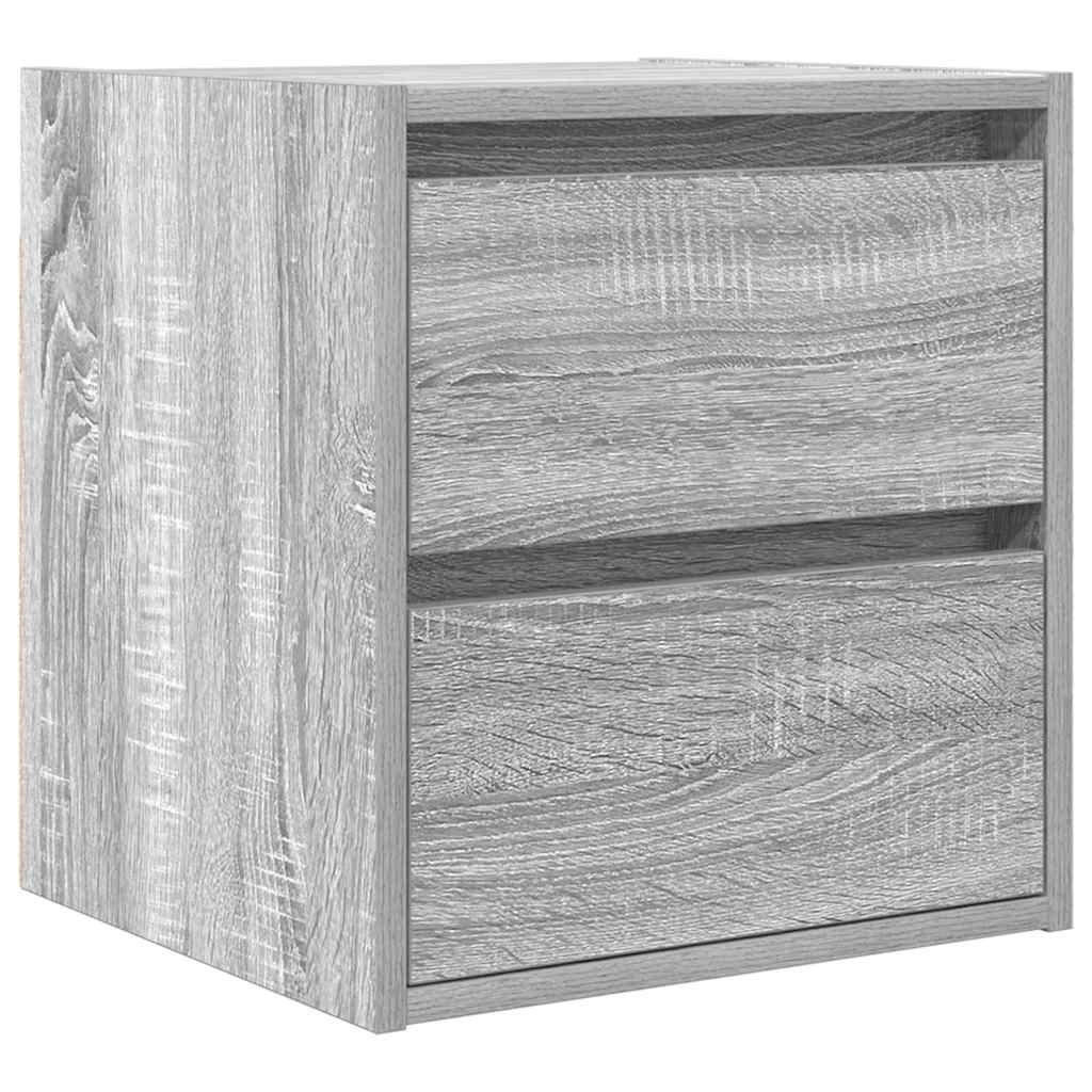 Comodino a Muro-Tavolino da notte sospeso Grigio Sonoma 38x34x40 cm 749708