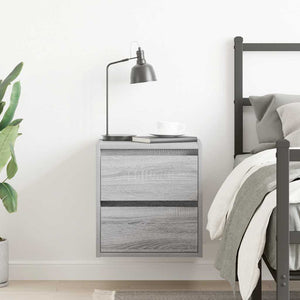 Comodino a Muro-Tavolino da notte sospeso Grigio Sonoma 38x34x40 cm 749708