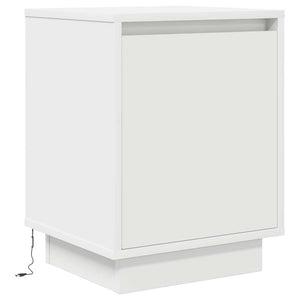 Comodino con Luci a LED-Tavolino da notte Bianco 38x34x50 cm 986012