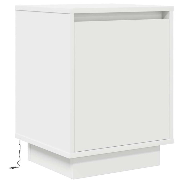 Comodino con Luci a LED-Tavolino da notte Bianco 38x34x50 cm 986012