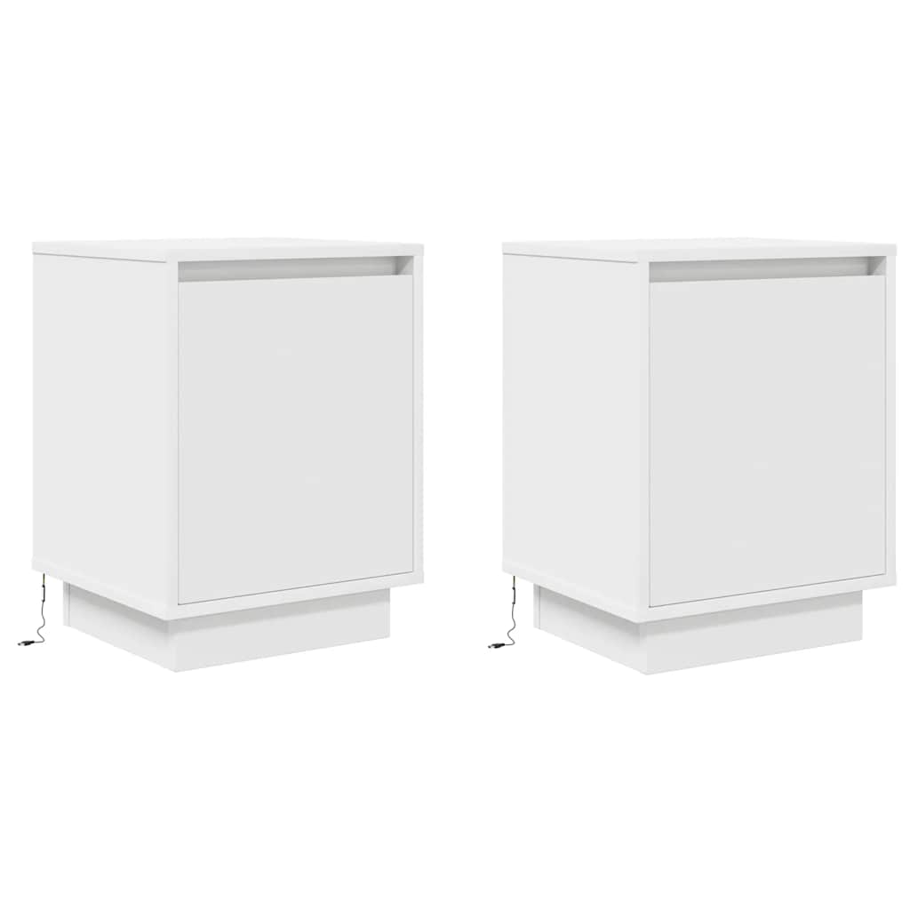 Comodini con Luci a LED 2 pz-Set di 2 Tavolino da notte Bianco 38x34x50 cm