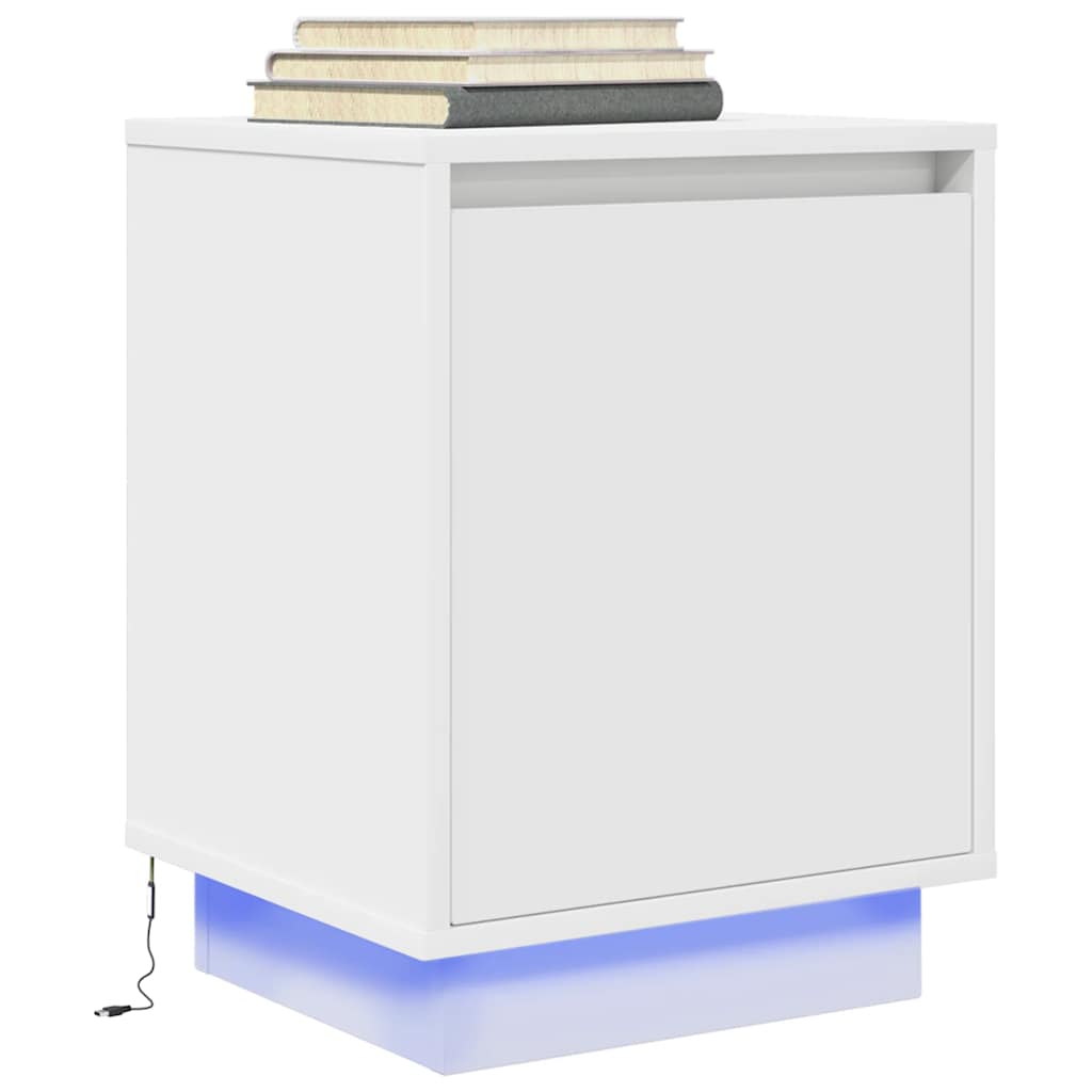 Comodini con Luci a LED 2 pz-Set di 2 Tavolino da notte Bianco 38x34x50 cm