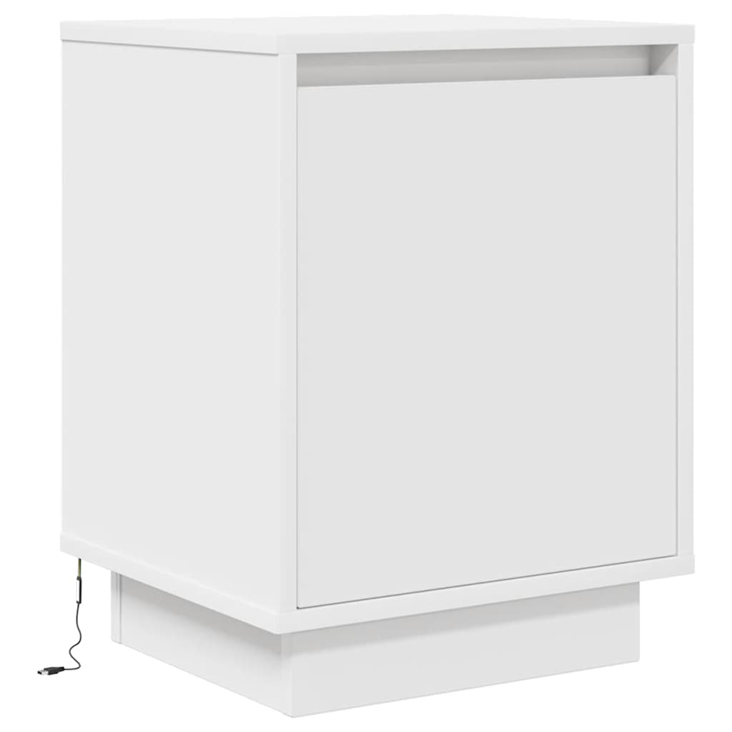 Comodini con Luci a LED 2 pz-Set di 2 Tavolino da notte Bianco 38x34x50 cm