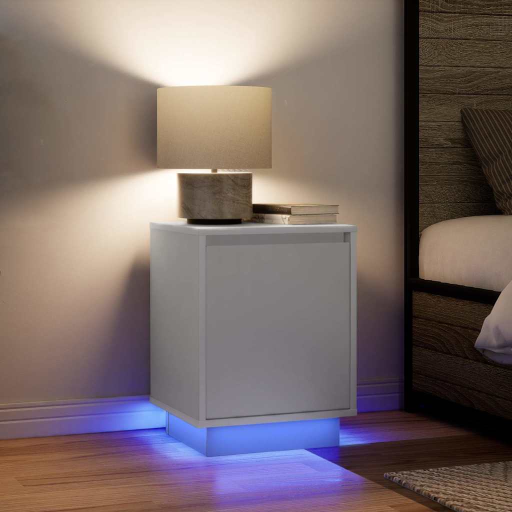 Comodini con Luci a LED 2 pz-Set di 2 Tavolino da notte Bianco 38x34x50 cm