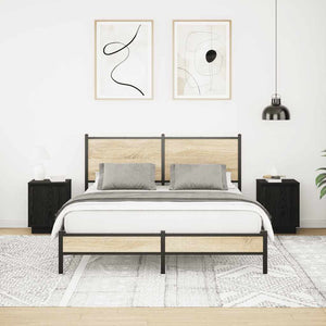 Comodini con Luci LED 2 pz-Set di 2 Tavolino da notte Nero 38x34x50 cm 710501