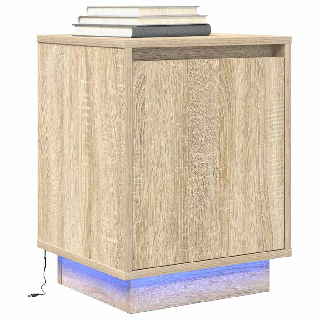 Comodini con Luci a LED 2 pz Rovere Sonoma 38x34x50 cm 861270