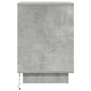 Comodino con Luci LED-Tavolino da notte Grigio Cemento 38x34x50 cm 425419