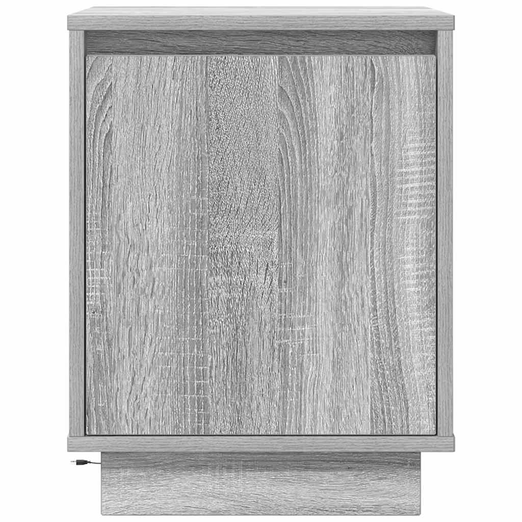 Comodino con Luci LED-Tavolino da notte Grigio Sonoma 38x34x50 cm 256256