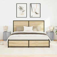 Comodini con Luci a LED 2 pz Grigio Sonoma 38x34x50 cm 861276