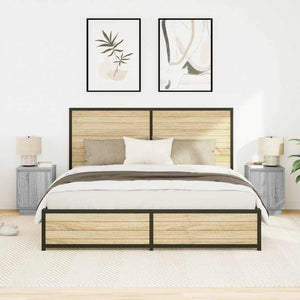 Comodini con Luci a LED 2 pz Grigio Sonoma 38x34x50 cm