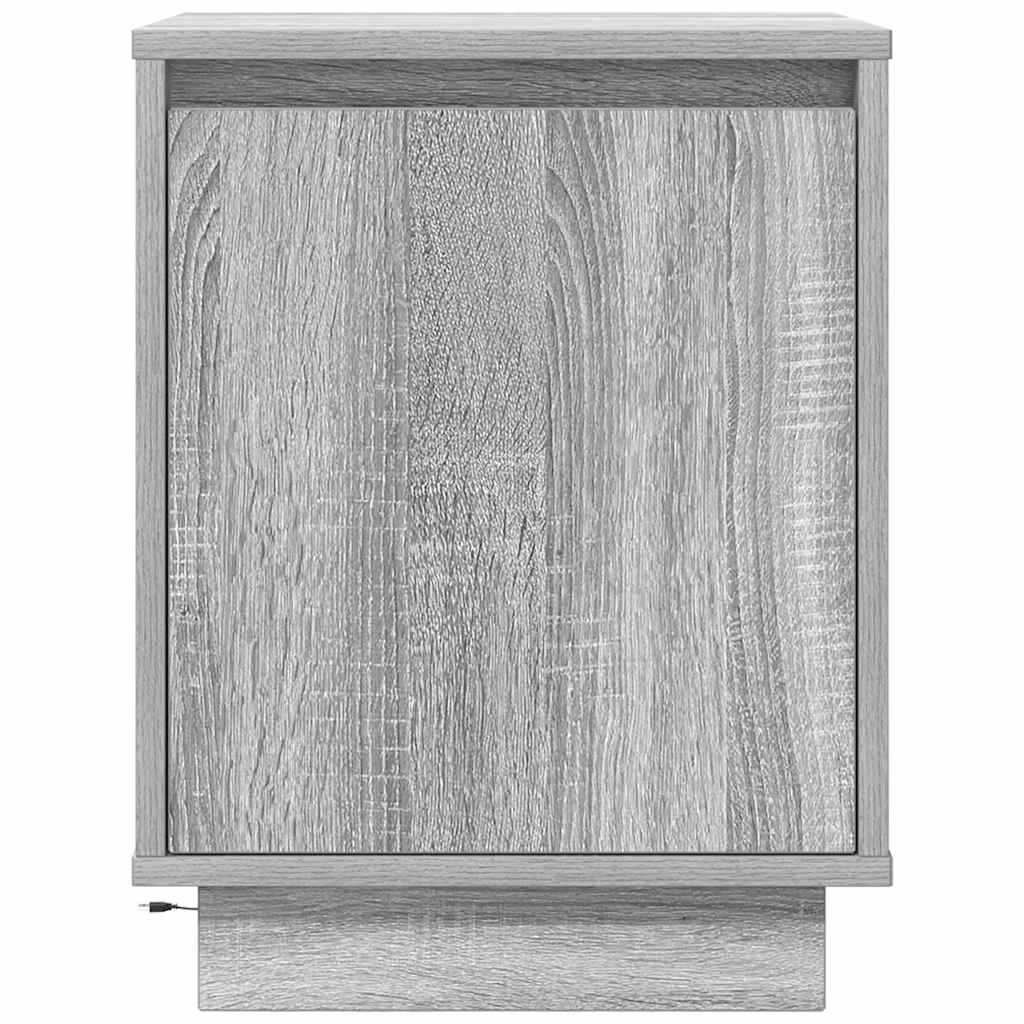 Comodini con Luci a LED 2 pz Grigio Sonoma 38x34x50 cm