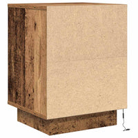 Comodino con Luci LED-Tavolino da notte Legno Antico 38x34x50 cm 763216