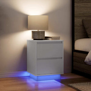 Comodino con Luci a LED-Tavolino da notte Bianco 38x34x50 cm 921387