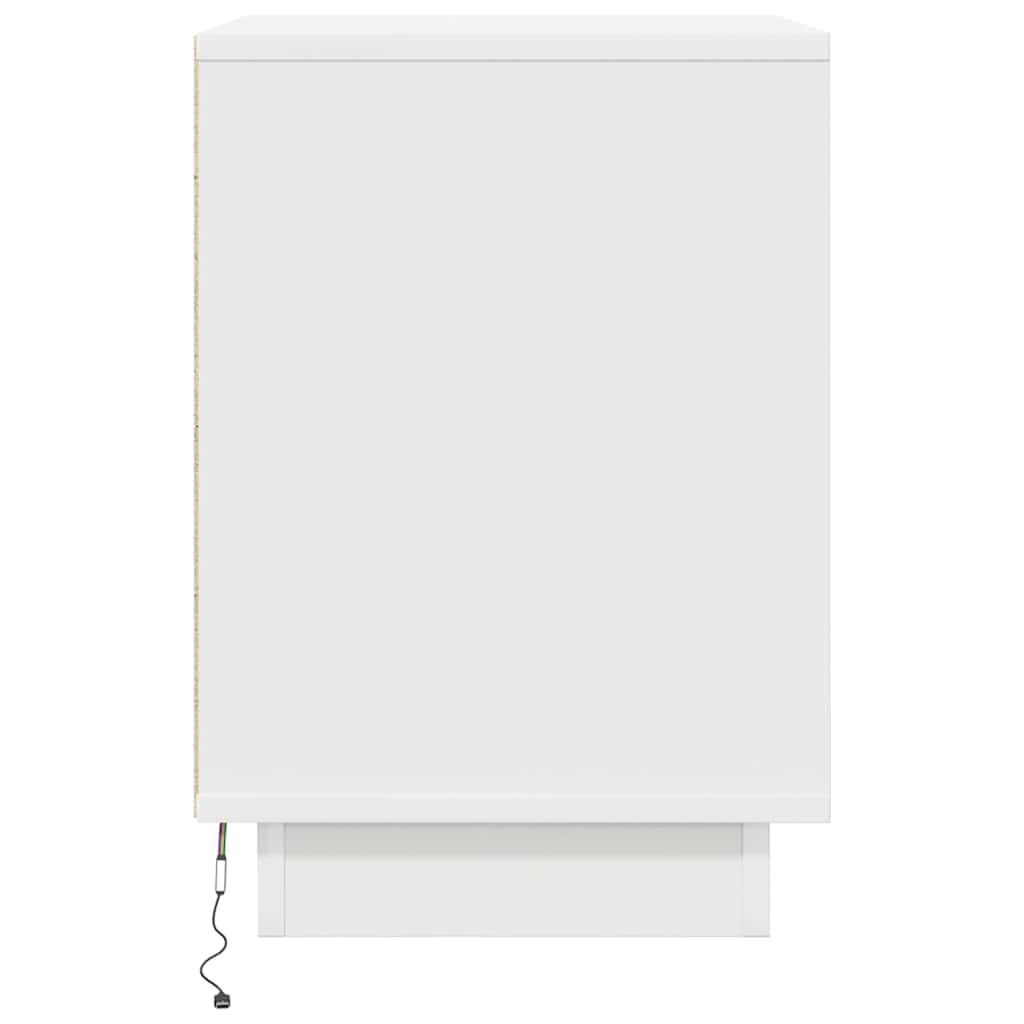 Comodino con Luci a LED-Tavolino da notte Bianco 38x34x50 cm 921387