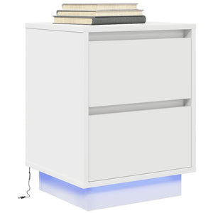 Comodino con Luci a LED-Tavolino da notte Bianco 38x34x50 cm 921387