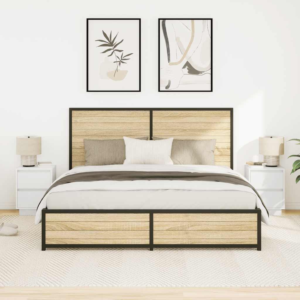 Comodini con Luci a LED 2 pz-Set di 2 Tavolino da notte Bianco 38x34x50 cm