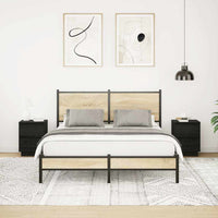 Comodini con Luci LED 2 pz-Set di 2 Tavolino da notte Nero 38x34x50 cm 789584