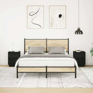 Comodini con Luci LED 2 pz-Set di 2 Tavolino da notte Nero 38x34x50 cm 789584