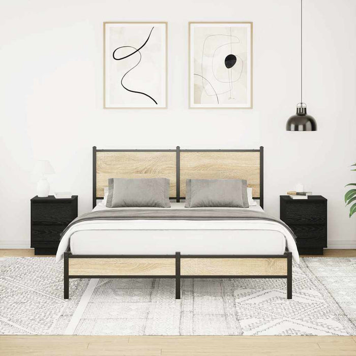 Comodini con Luci LED 2 pz-Set di 2 Tavolino da notte Nero 38x34x50 cm 789584