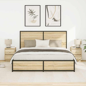 Comodini con Luci a LED 2 pz-Set di 2 Tavolino da notte Rovere Sonoma 38x34x50 cm 104254