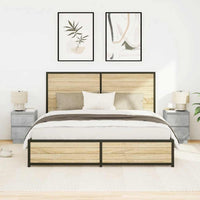 vidaXL Comodini con Luci a LED 2 pz Grigio Cemento 38x34x50 cm