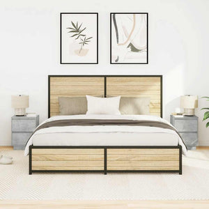 vidaXL Comodini con Luci a LED 2 pz Grigio Cemento 38x34x50 cm