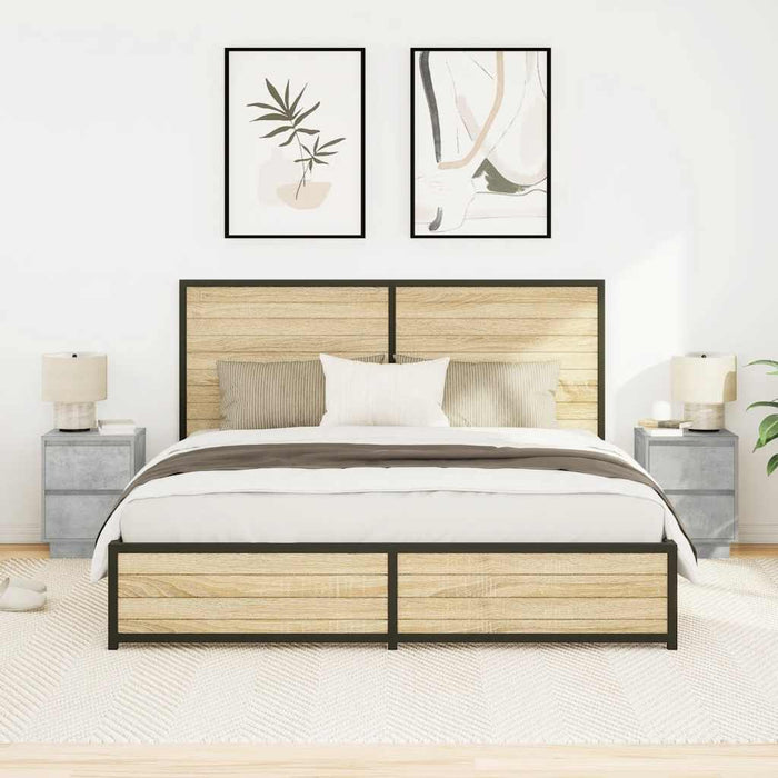 vidaXL Comodini con Luci a LED 2 pz Grigio Cemento 38x34x50 cm