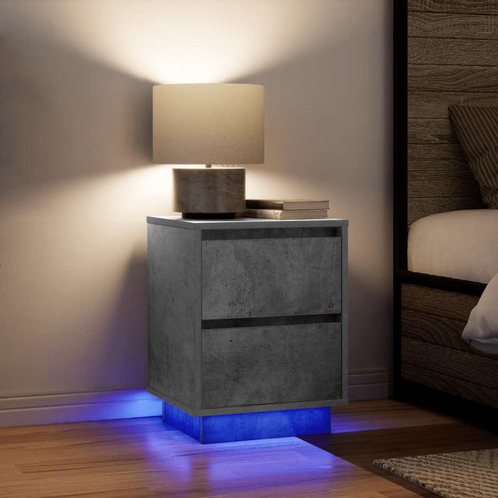 vidaXL Comodini con Luci a LED 2 pz Grigio Cemento 38x34x50 cm