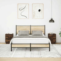 vidaXL Comodini con Luci a LED 2 pz Rovere Fumo 38x34x50 cm