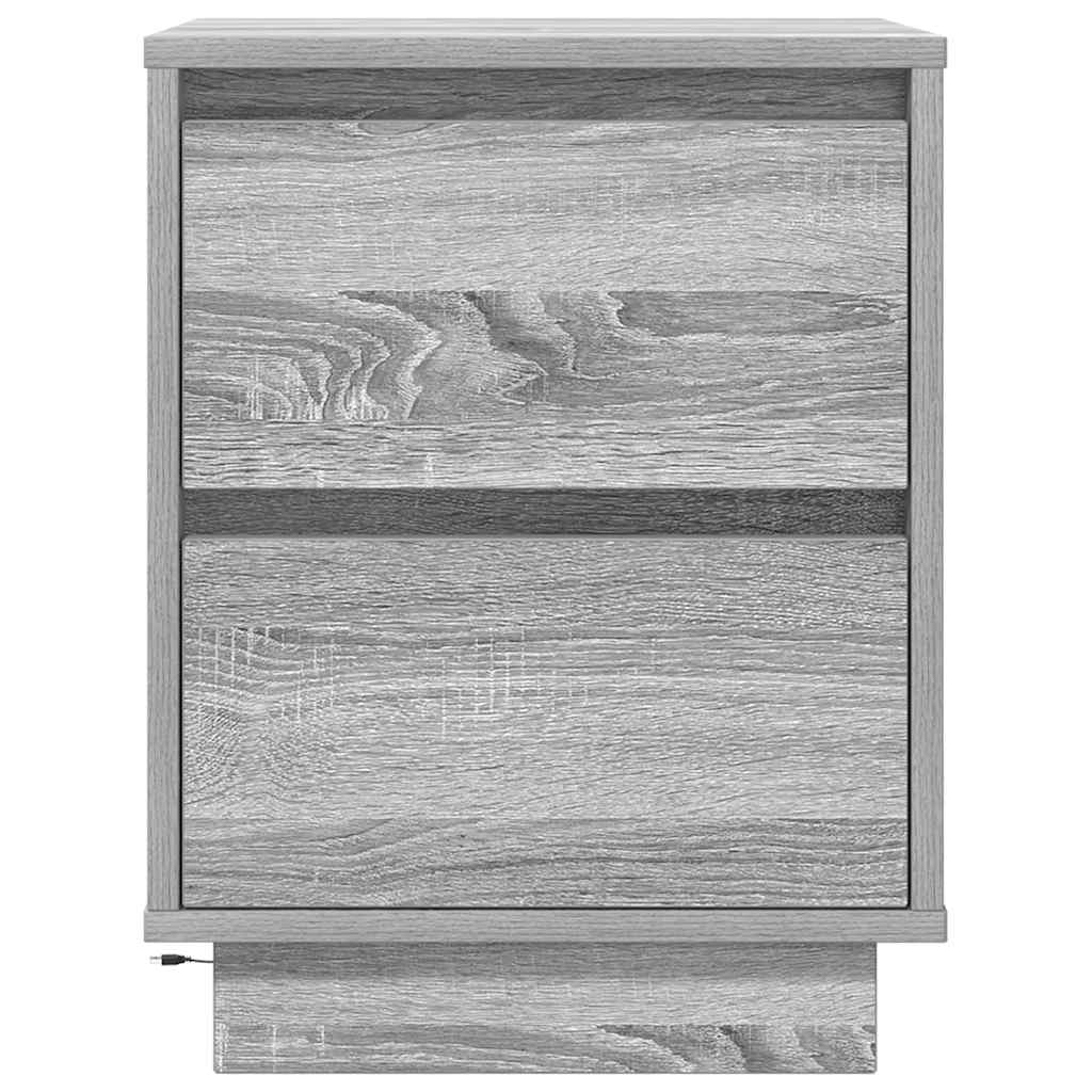 Comodino con Luci LED-Tavolino da notte Grigio Sonoma 38x34x50 cm 977384