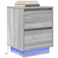 Comodino con Luci LED-Tavolino da notte Grigio Sonoma 38x34x50 cm 977384