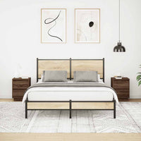 Comodini con Luci a LED 2 pz-Set di 2 Tavolino da notte Rovere Marrone 38x34x50 cm