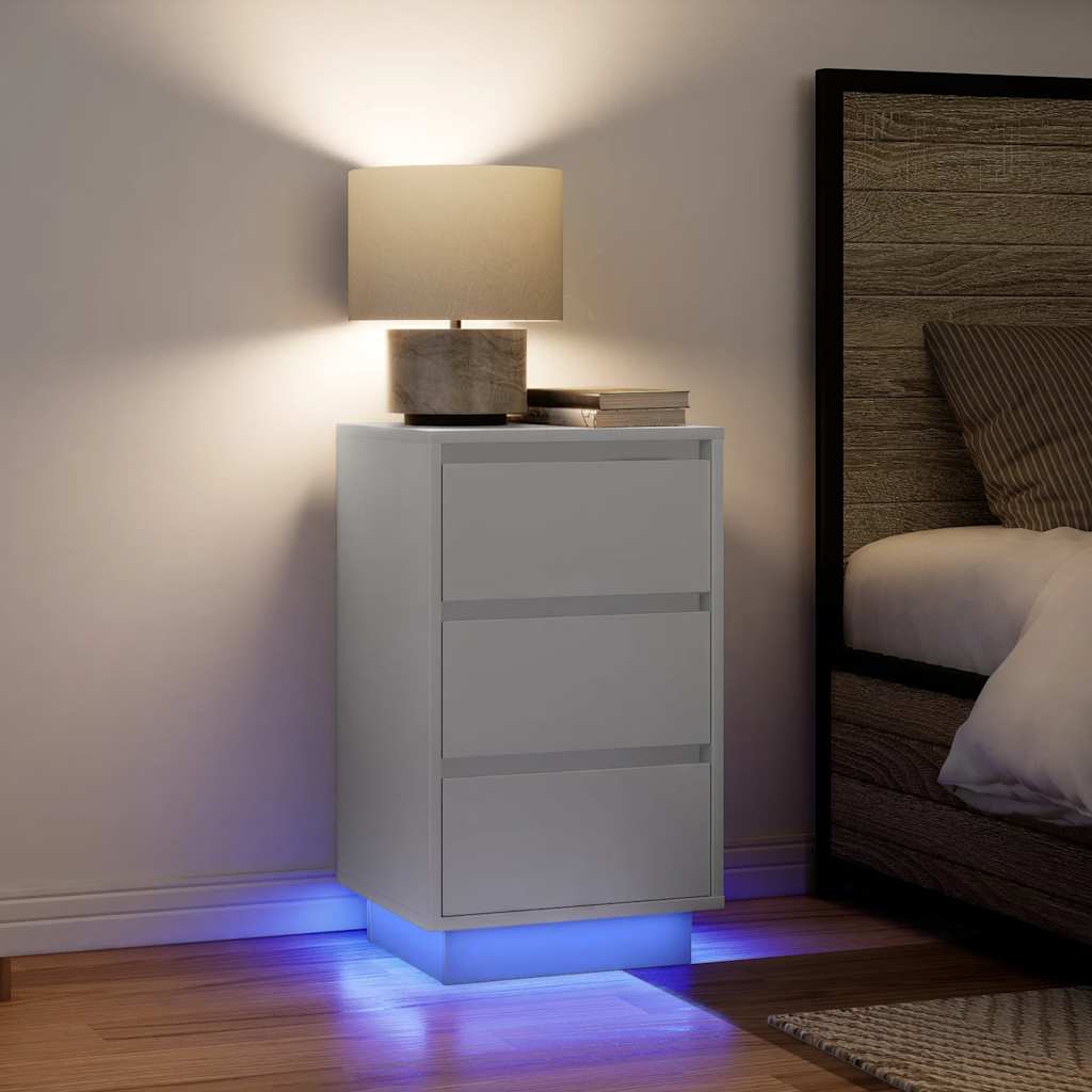 Comodini con Luci LED Bianco 38x34x65 cm 861301
