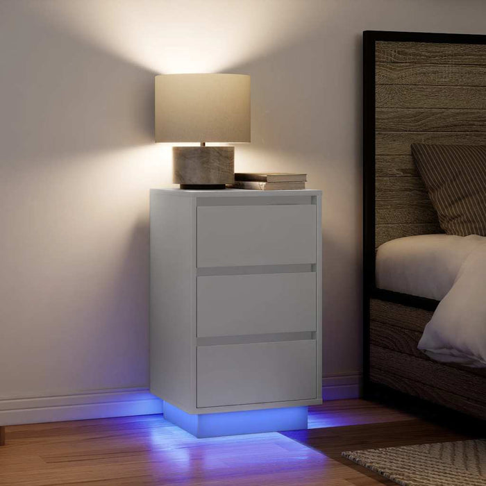 Comodini con Luci LED Bianco 38x34x65 cm 861301