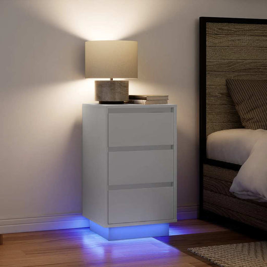 vidaXL Comodini con Luci LED Bianco 38x34x65 cm