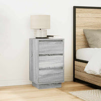Comodino con Luci LED Grigio Sonoma 38x34x65 cm