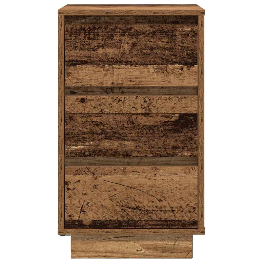 Comodino con Luci LED Legno Antico 38x34x65 cm 861308