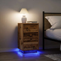 vidaXL Comodino con Luci LED Legno Antico 38x34x65 cm